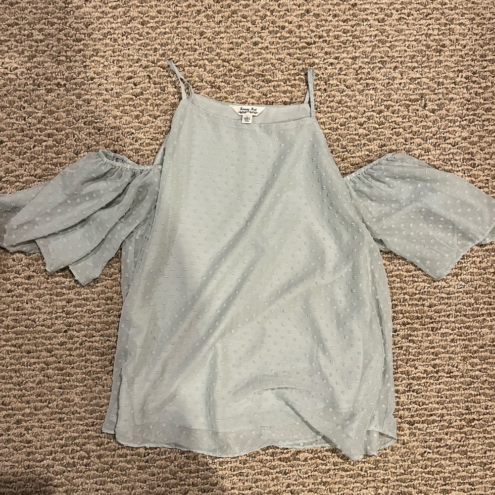 Mint green off the shoulder blouse